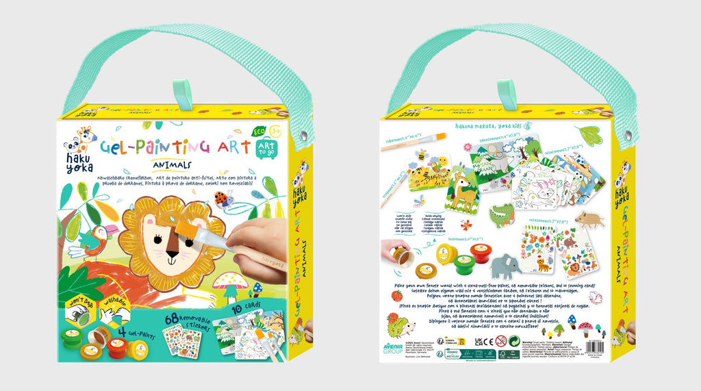 Haku Yoka Art To Go Animal Gel-Painting Art Kit/Spill-off Painting Forest Animals