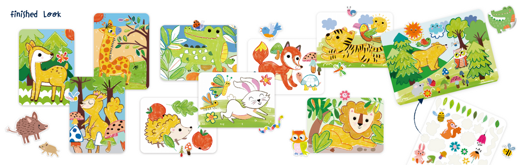 Haku Yoka Art To Go Animal Gel-Painting Art Kit/Spill-off Painting Forest Animals