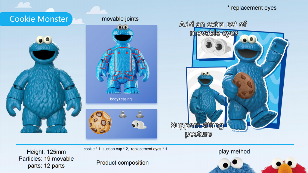 Blokees Figures - Sesame Street AL01 -Cookie Monster Officially Licensed Children's Toy from 2 Years, Gifts
