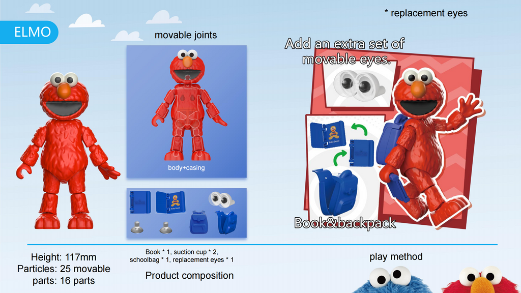 Blokees Figures - Sesame Street AL01 -Elmo Officially Licensed Children's Toy from 2 Years, Gifts
